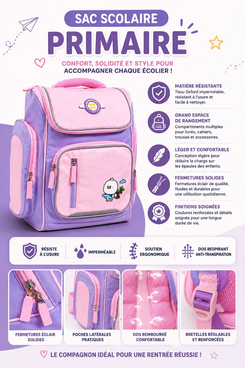 Sac à Dos scolaire Primaire-Confortable et Résistant